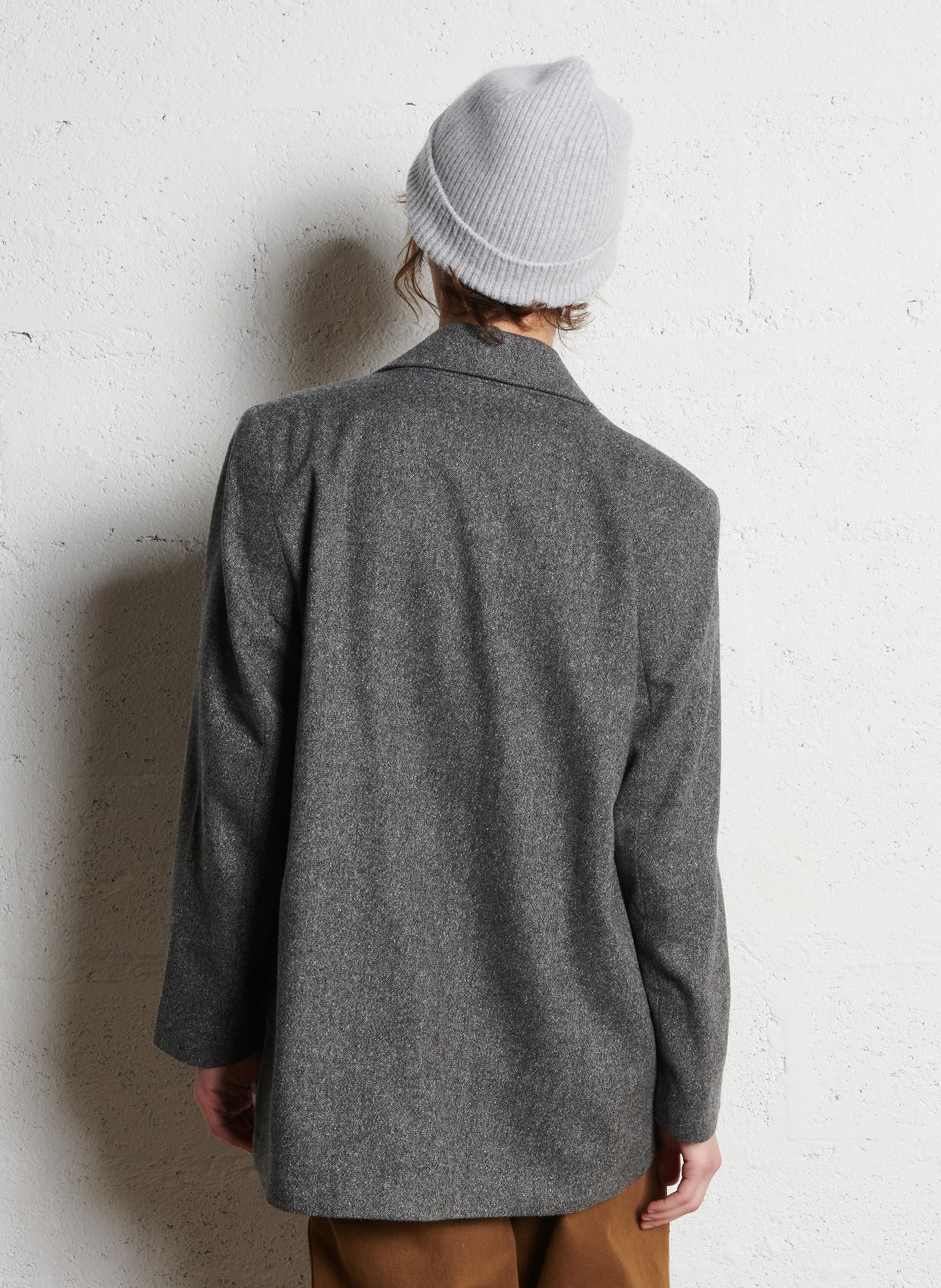 BELLEPIECE SHERMAN - Chaqueta recta de mezcla de lana con cuello sastre en gris
