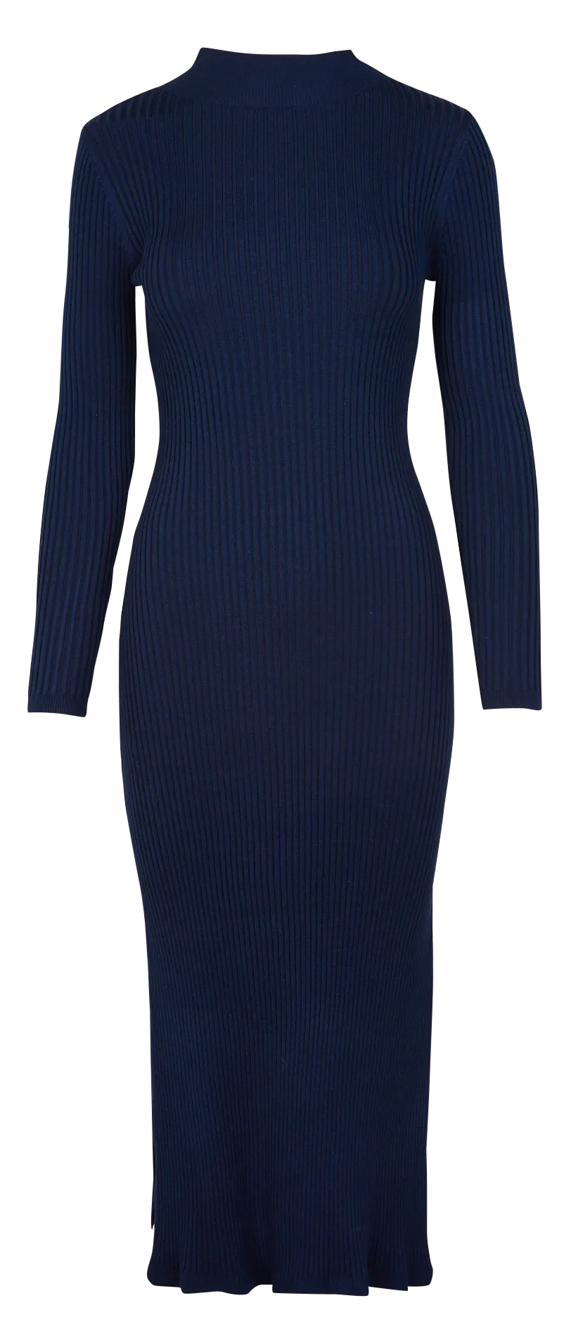 RAITHA - Vestido midi cuello alto de punto acanalado en azul